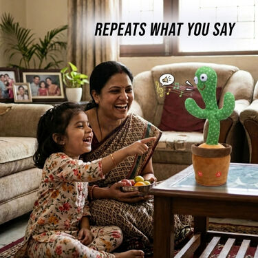 Talking Dancing Cactus Toy for Kids – Singing & Recording Plush Cactus with Repeat Function, LED Lights & Music | Funny Educational Toy for Babies & Toddlers | USB Rechargeable (Multicolor) (Style 5)