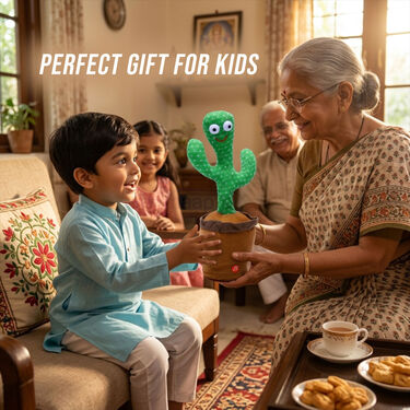Talking Dancing Cactus Toy for Kids – Singing & Recording Plush Cactus with Repeat Function, LED Lights & Music | Funny Educational Toy for Babies & Toddlers | USB Rechargeable (Multicolor) (Style 5)