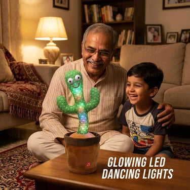 Talking Dancing Cactus Toy for Kids – Singing & Recording Plush Cactus with Repeat Function, LED Lights & Music | Funny Educational Toy for Babies & Toddlers | USB Rechargeable (Multicolor) (Style 5)