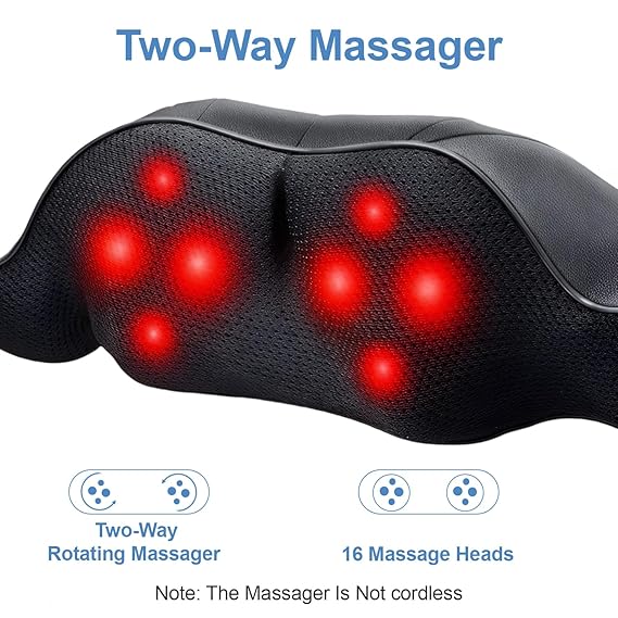 Wireless Portable Shiatsu Massage Machine, Electric Deep Tissue 4D Kneading Massage for Pain Relief and Muscle Relax