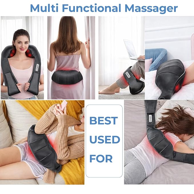 Wireless Portable Shiatsu Massage Machine, Electric Deep Tissue 4D Kneading Massage for Pain Relief and Muscle Relax